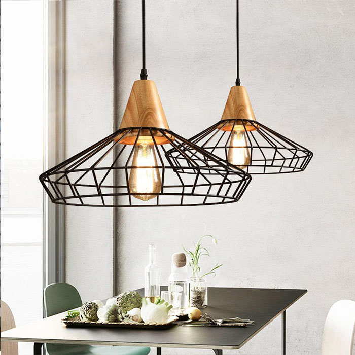 Simple Art Design Loft Hanging Lighting E26 E27 Wood Pendant Lamp