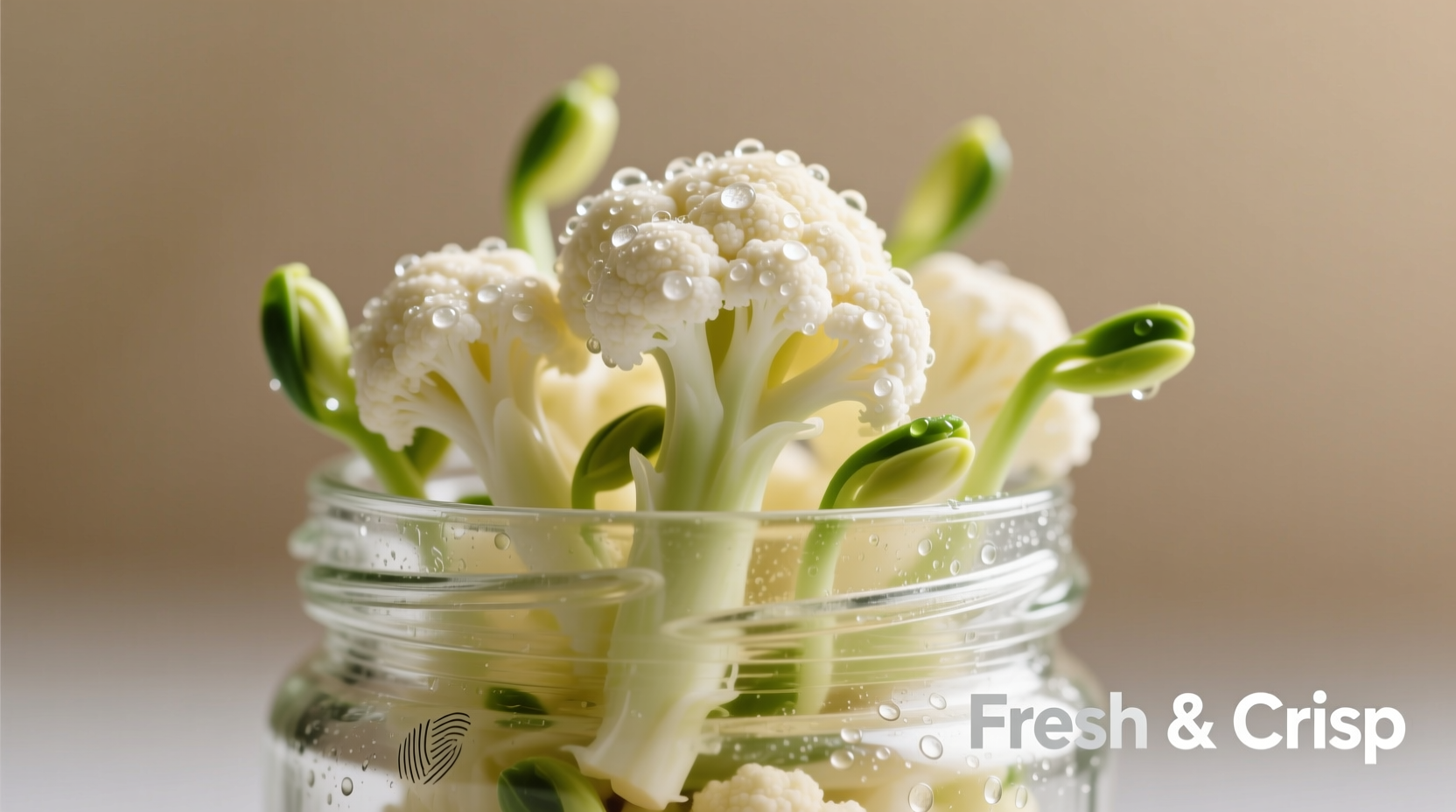 Fresh cauliflower sprouts in glass jar