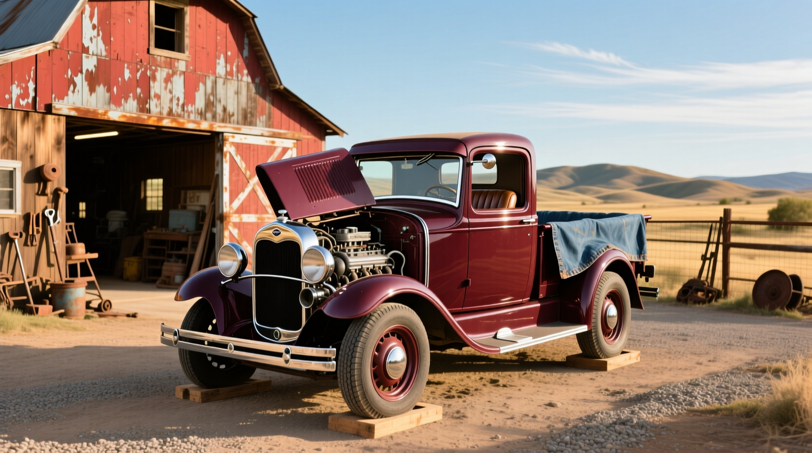 1928 Ford Model A Pickup Truck on a country road