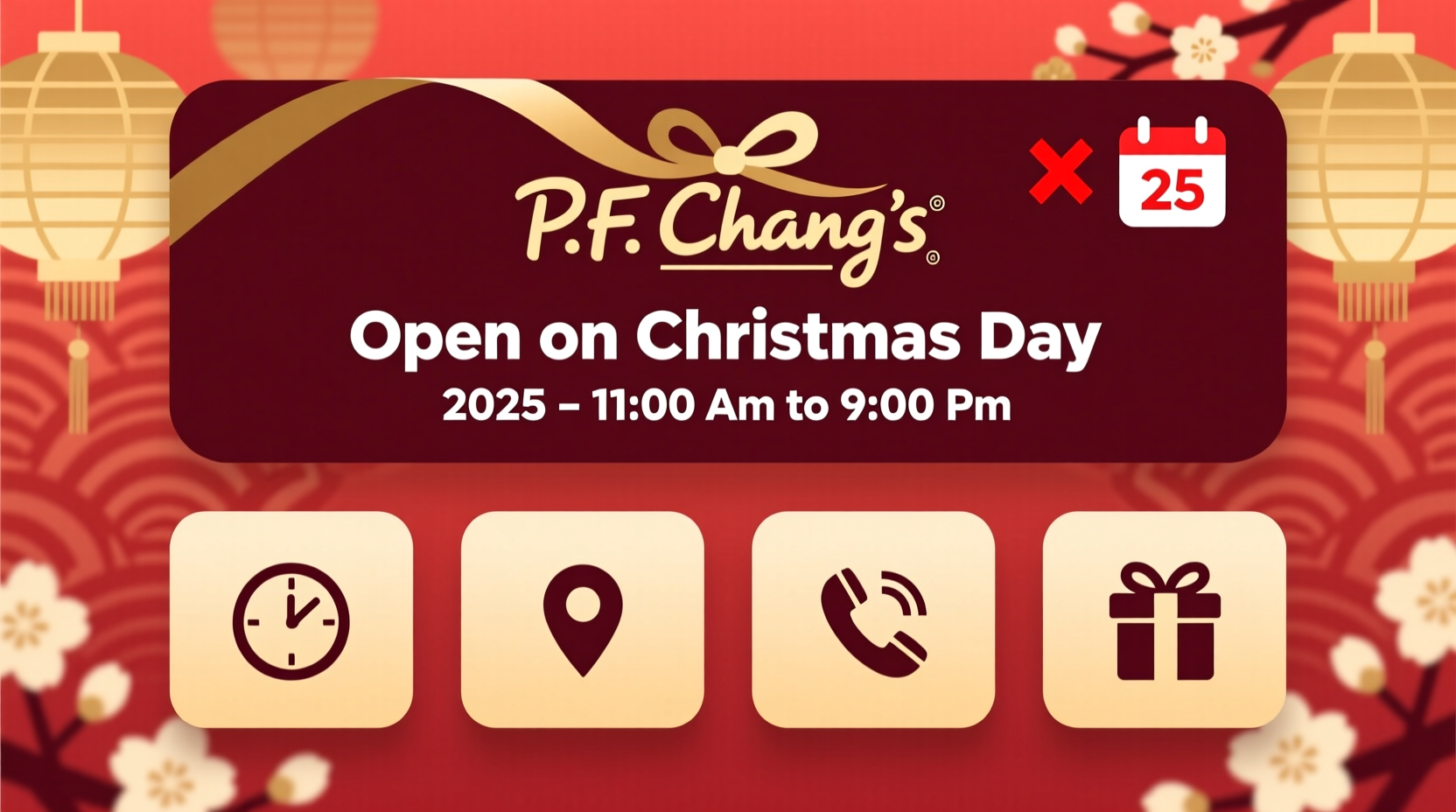 is pf changs open on christmas