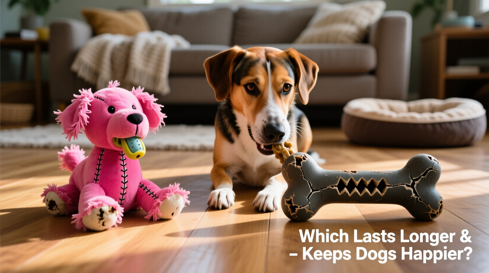 squeaky plush vs bone for dogs which toy lasts longer and keeps them happier