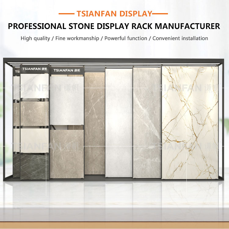 Relief Stone Sample Quartz Granite 2 Tier Marble Stand Accessories Cabinet Door Push-Pull Display Rack