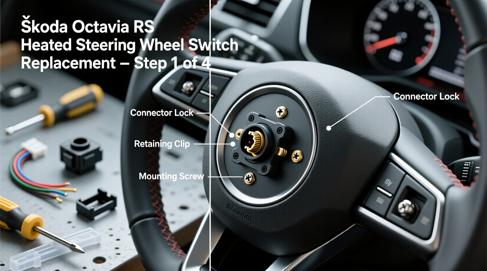 replace heated steering switch octavia rs