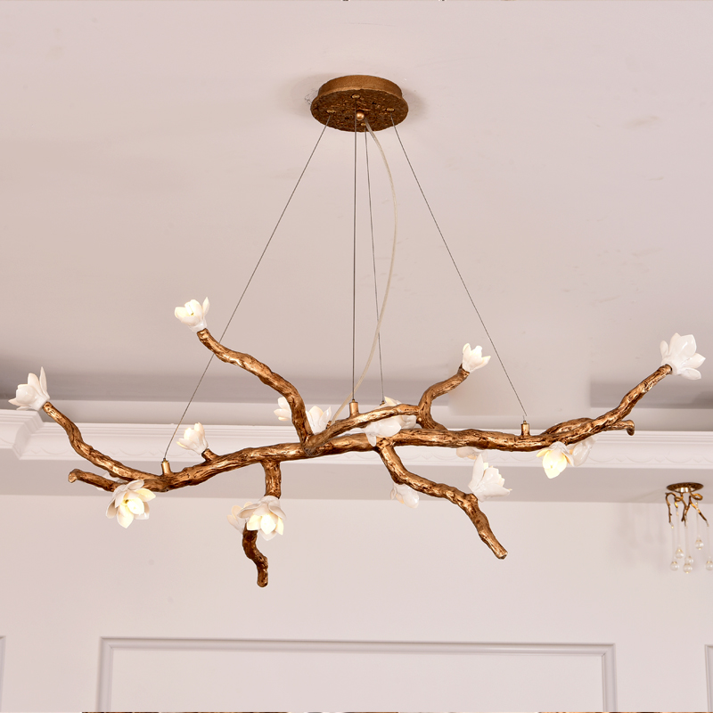2020 Contemporary LED Ball maple leaf copper Glass lighting luxury Round  pendant lamp  staircase G9 chandelier villa design