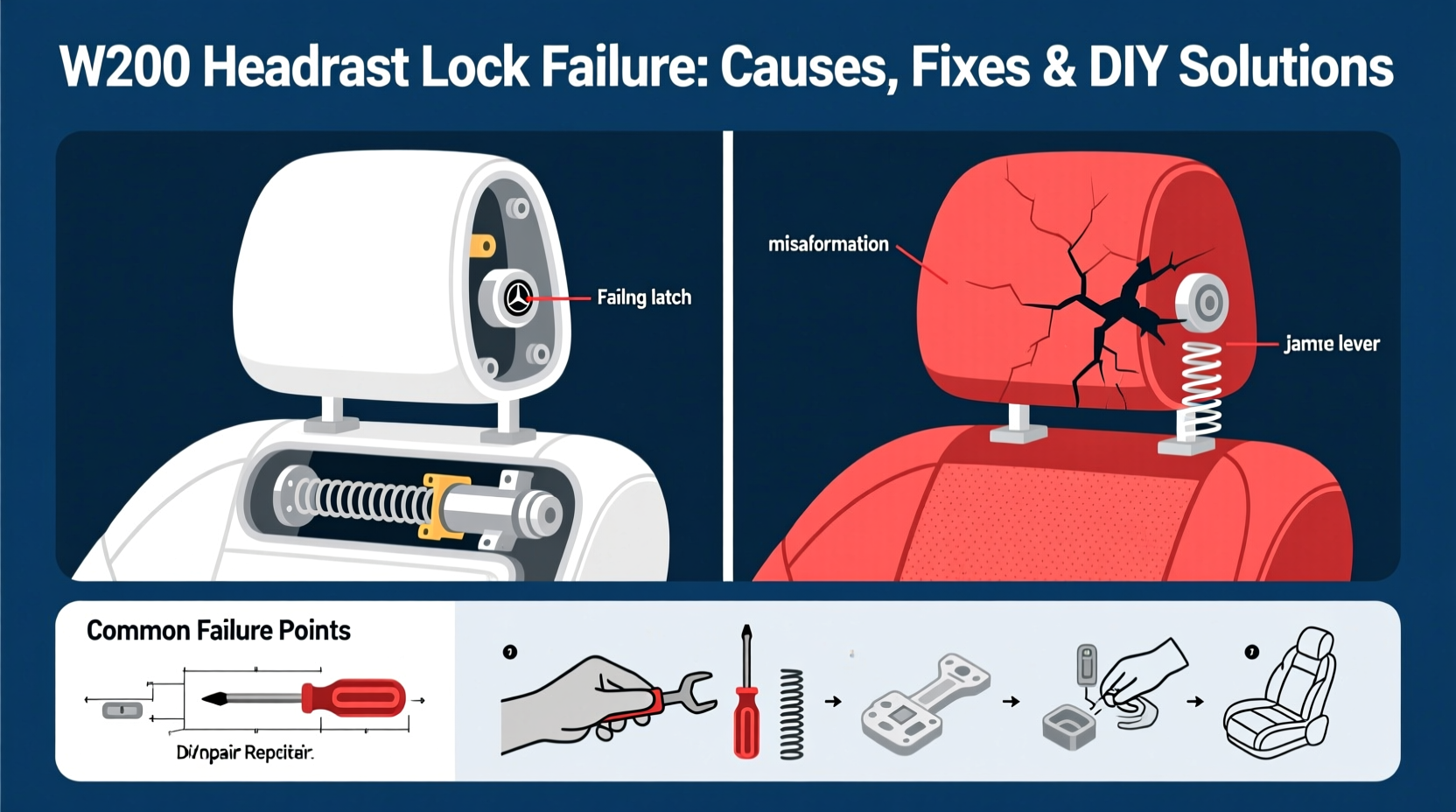w204 headrest lock failure