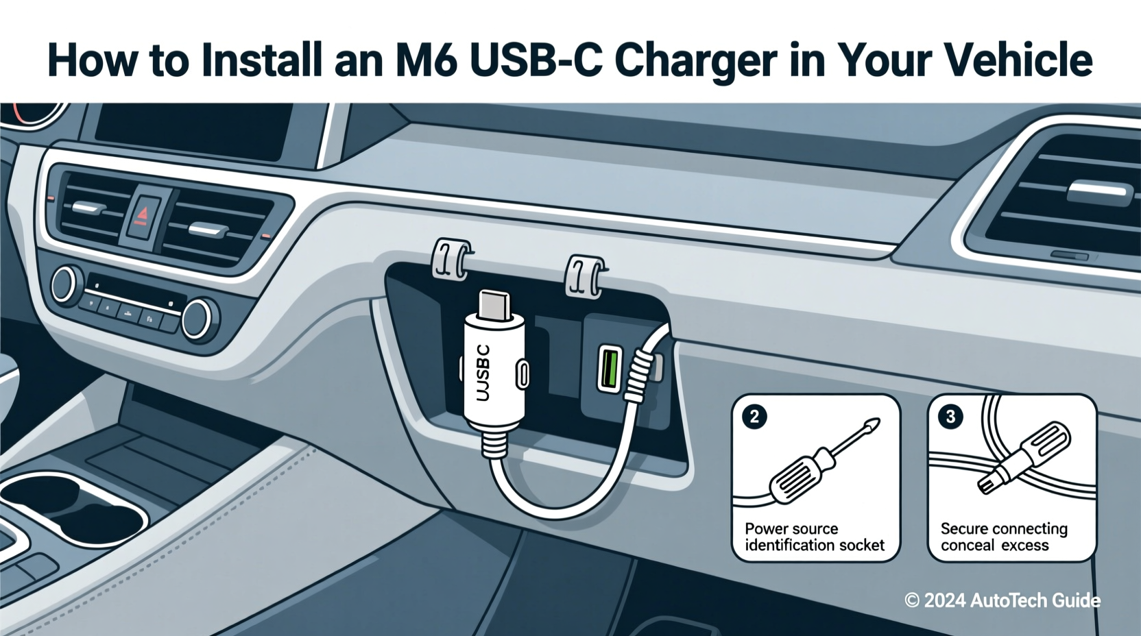 m6 usb c charger install