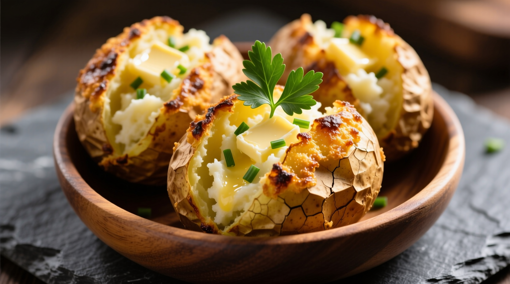 Perfectly golden twice baked potatoes with crispy tops