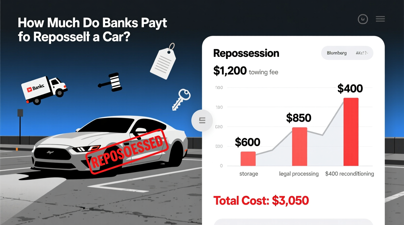 how much do banks pay to repo a car