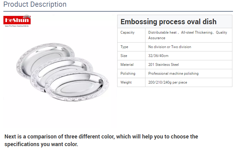 Stainless Steel Plate Embossing Process Oval Fish Plate Cheap Charger Plate