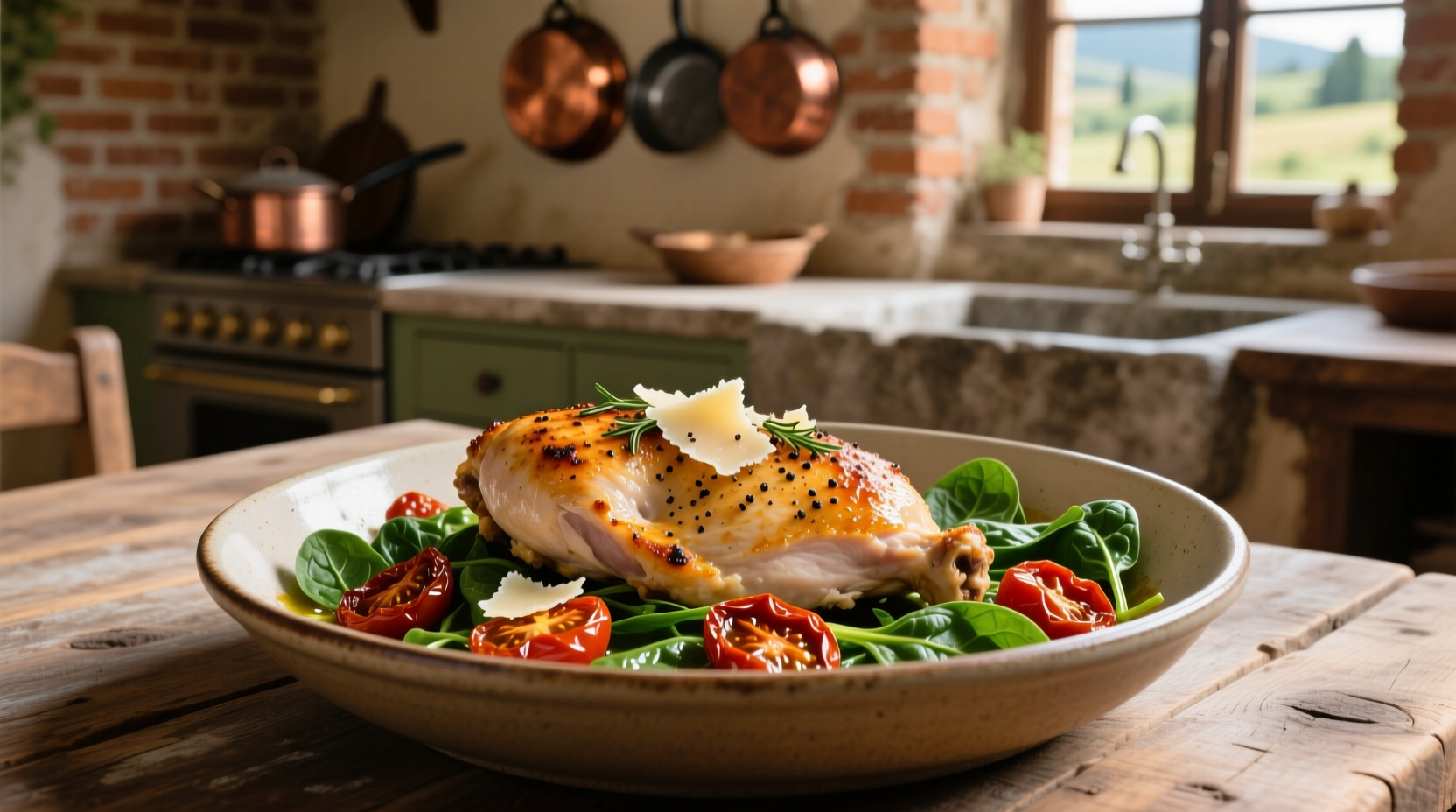 Tuscan chicken with sun-dried tomatoes and fresh spinach