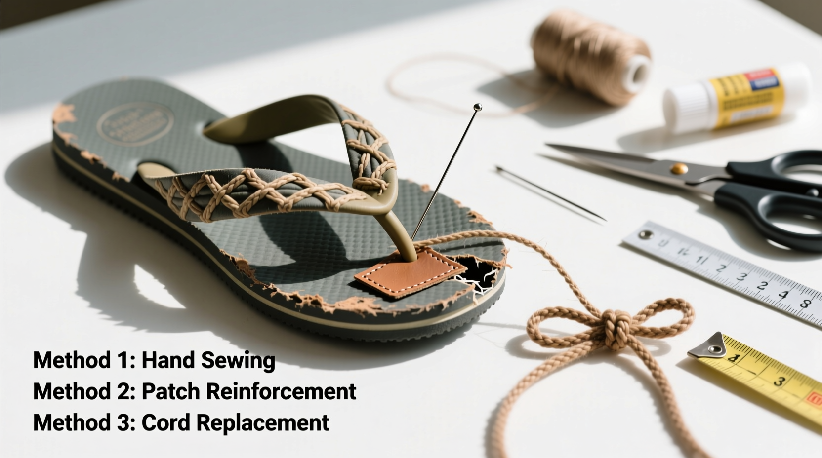 simple and durable methods to repair a broken flip flop strap at home
