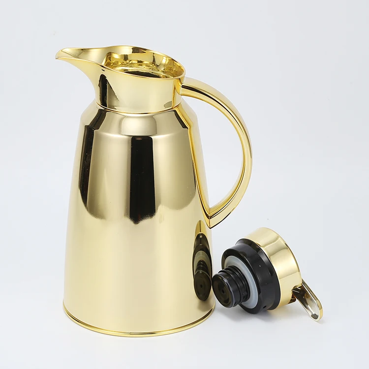 Golden glass liner coffee pot vacuum flask thermos vacuum pot