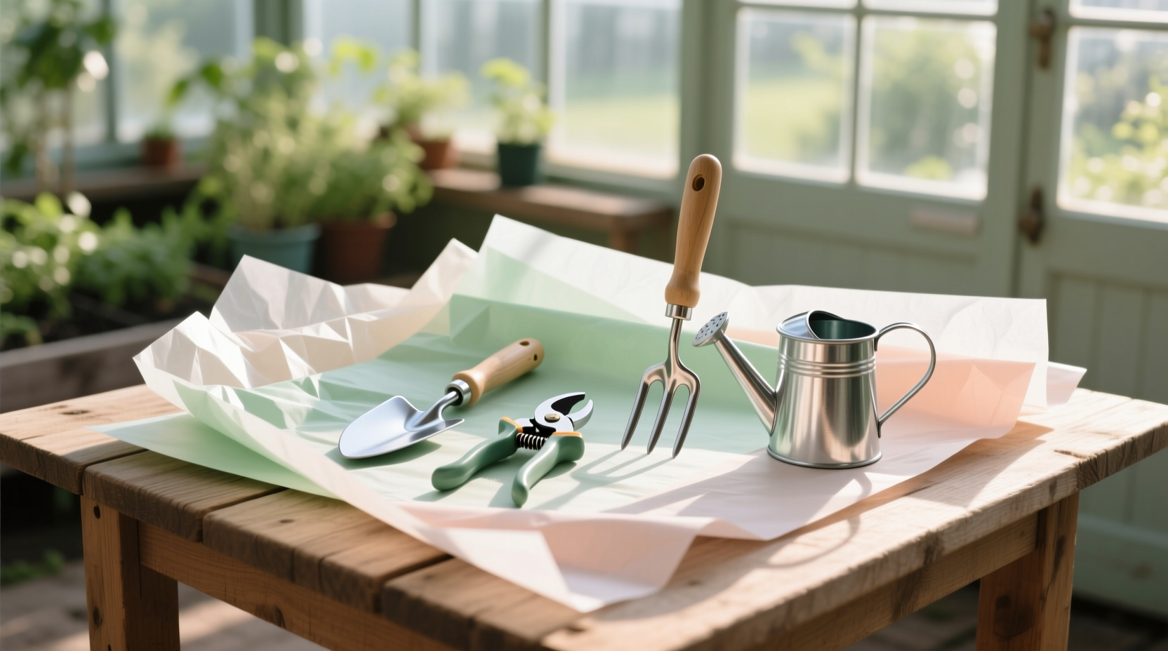 clean garden tools with wax paper