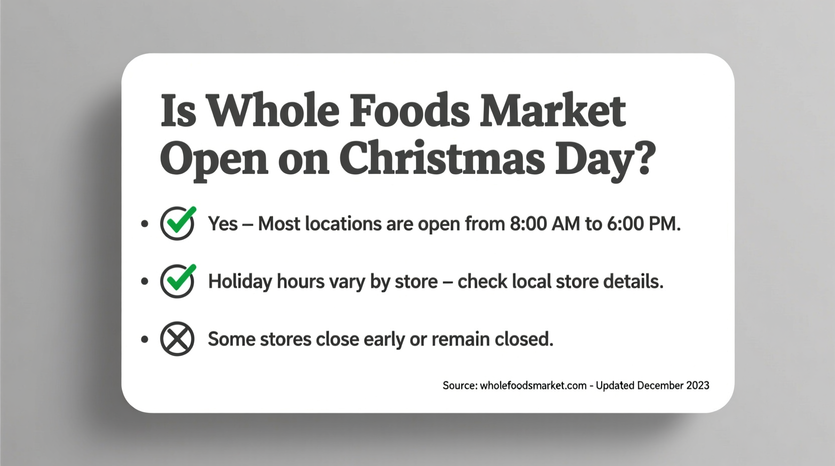 is whole foods market open on christmas day
