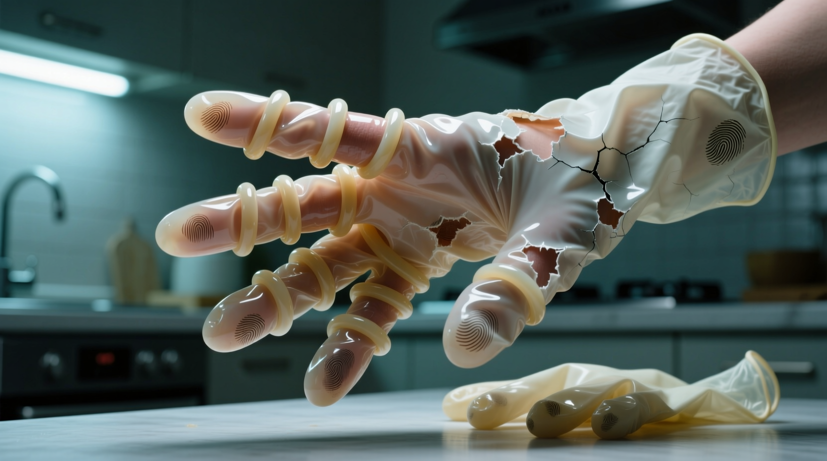 cut giant rubber bands out of kitchen gloves