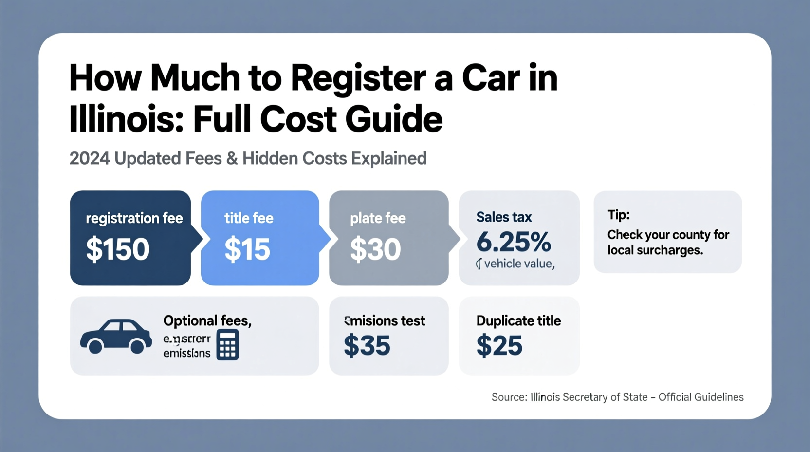 how much to register a car in illinois