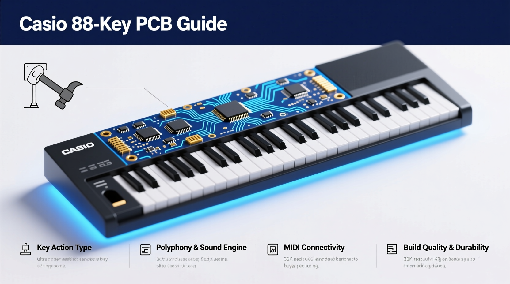 casio piano 88 key pcb