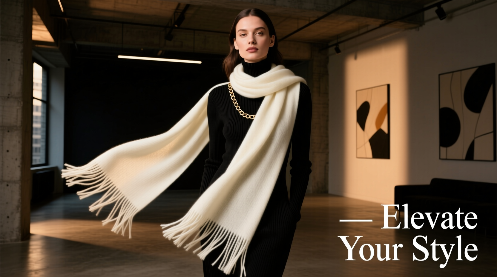 sweater chain or long scarf which makes your outfit look more expensive