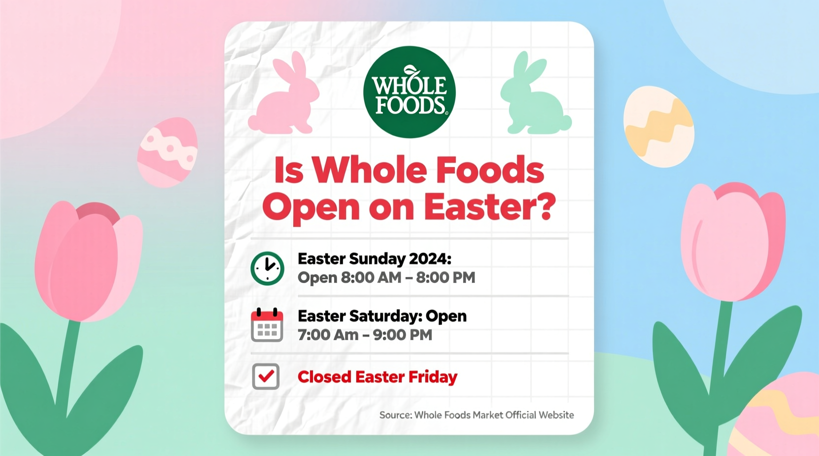 is whole foods open in easter