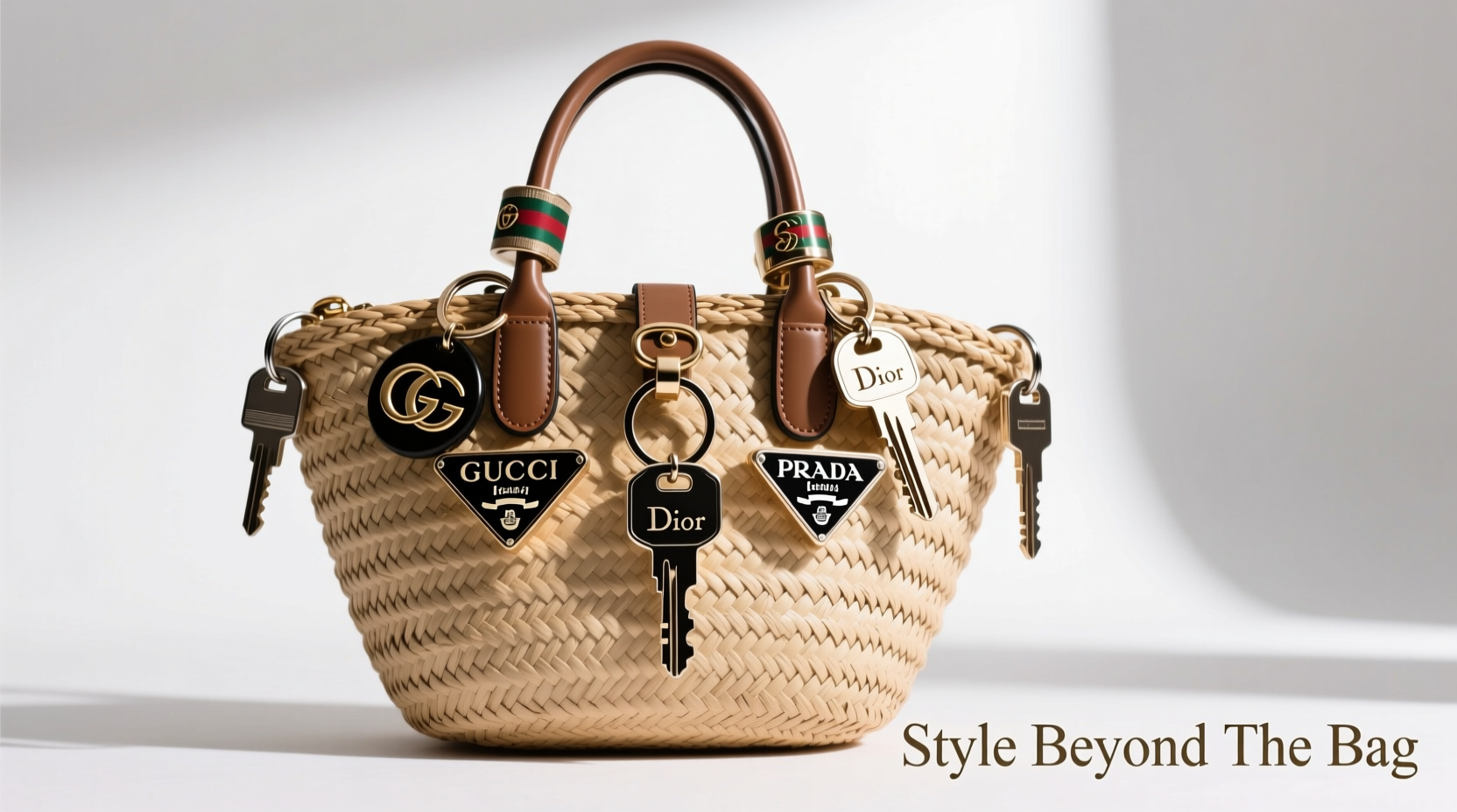 creative ways to style your straw bag using designer keychains for a unique look