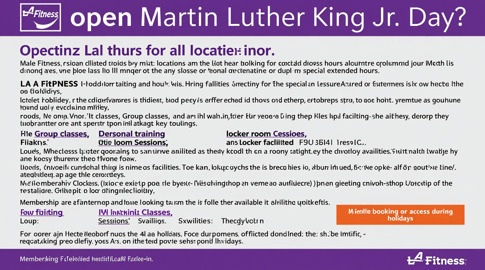 is la fitness open on mlk day