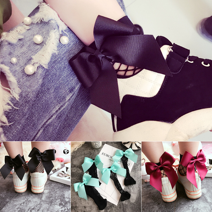 High Quality Summer Fishnet Kids Socks with big butterfly knot Bow Lace Mesh Kids Girl Sock