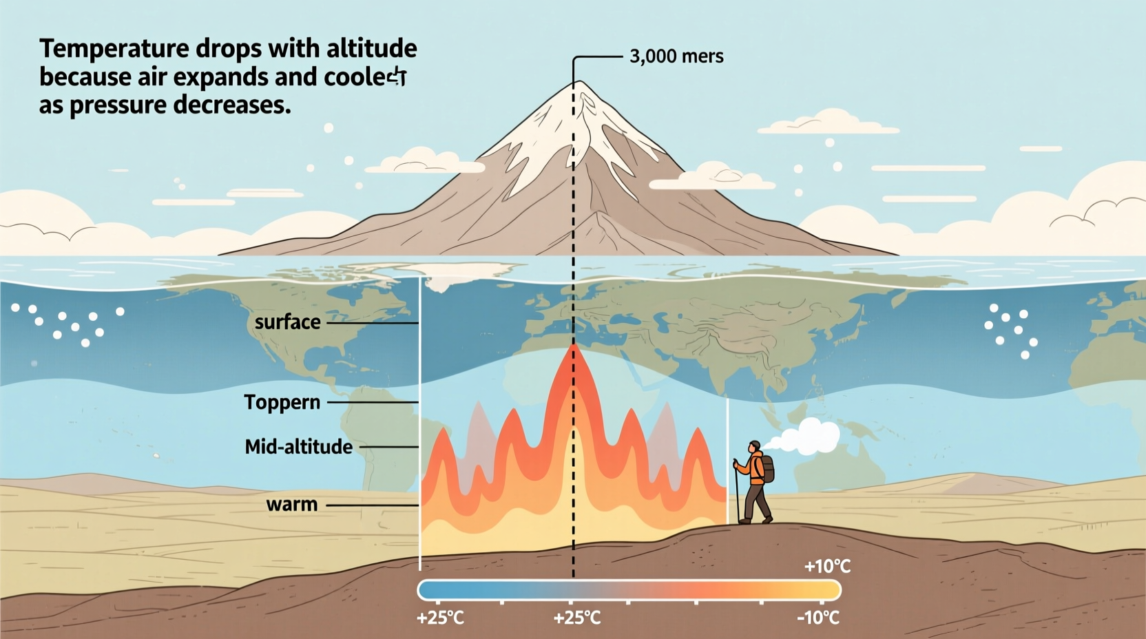 why does temperature decrease with higher altitude