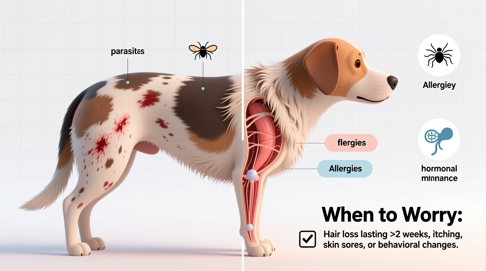 dog losing hair causes treatment when to worry