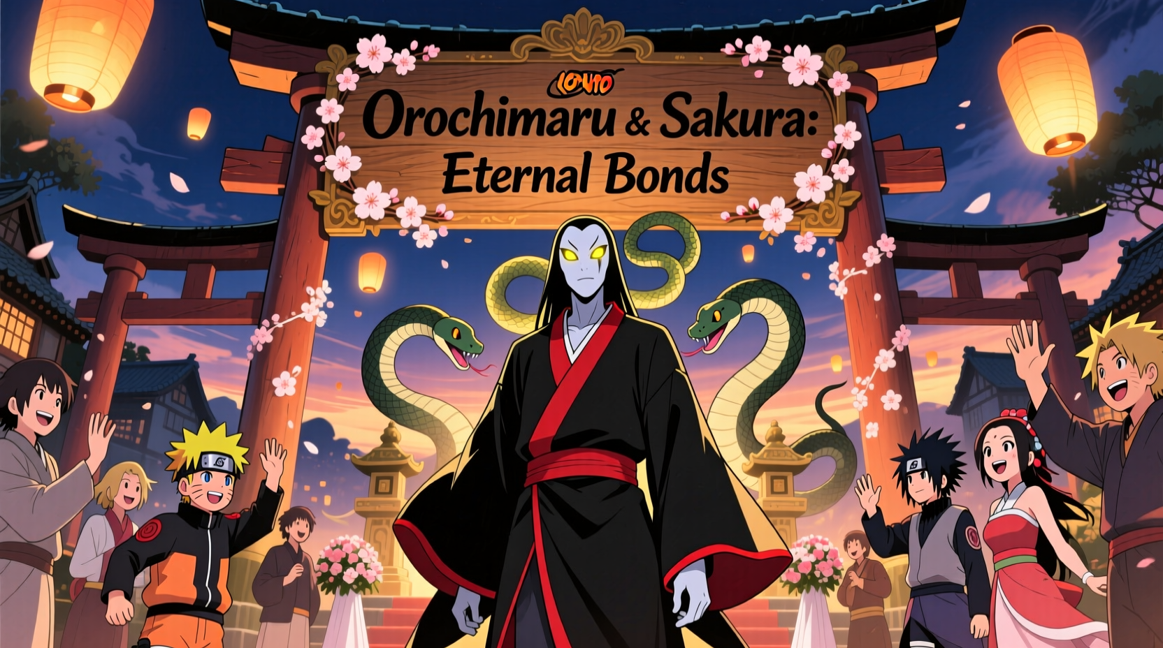 what did the sign say behind orochimaru in naruto wedding