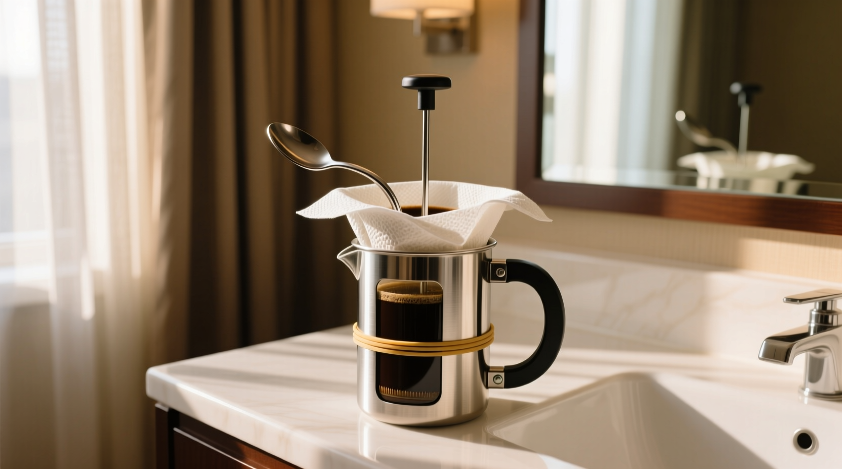make a diy french press from hotel room materials