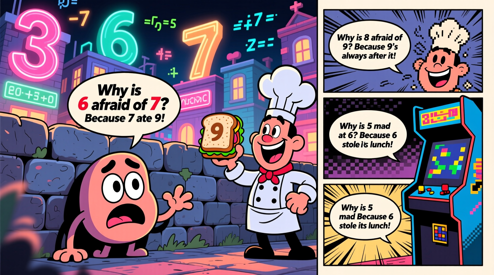 why is 6 afraid of 7 the joke explained and variations 2