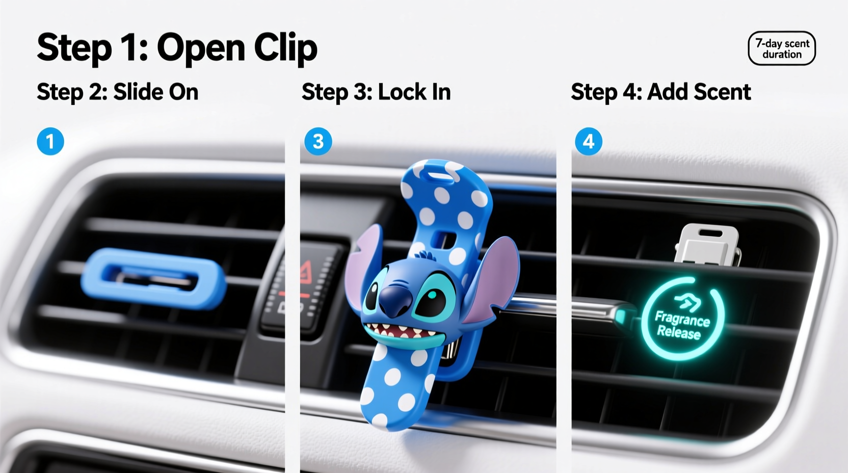 step by step guide to installing a disney stitch vent clip air freshener for lasting fragrance