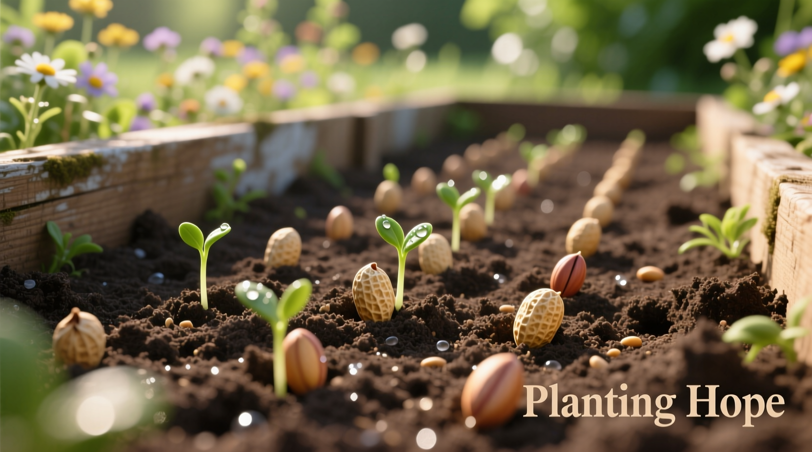 Fresh peanut seeds ready for planting in garden soil