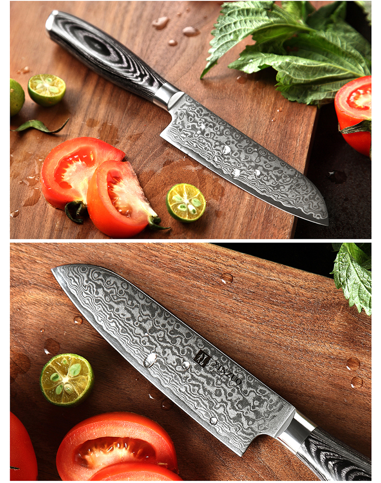 5英寸日本大马士革钢厨房 santoku 厨师刀