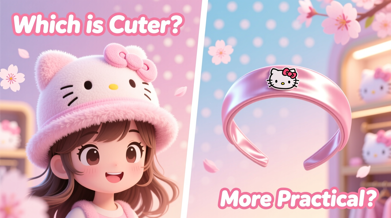 hello kitty hat vs headband which one is actually cuter more practical
