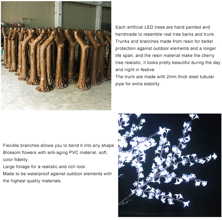 2022 high quality artificial outdoor led cherry blossom tree