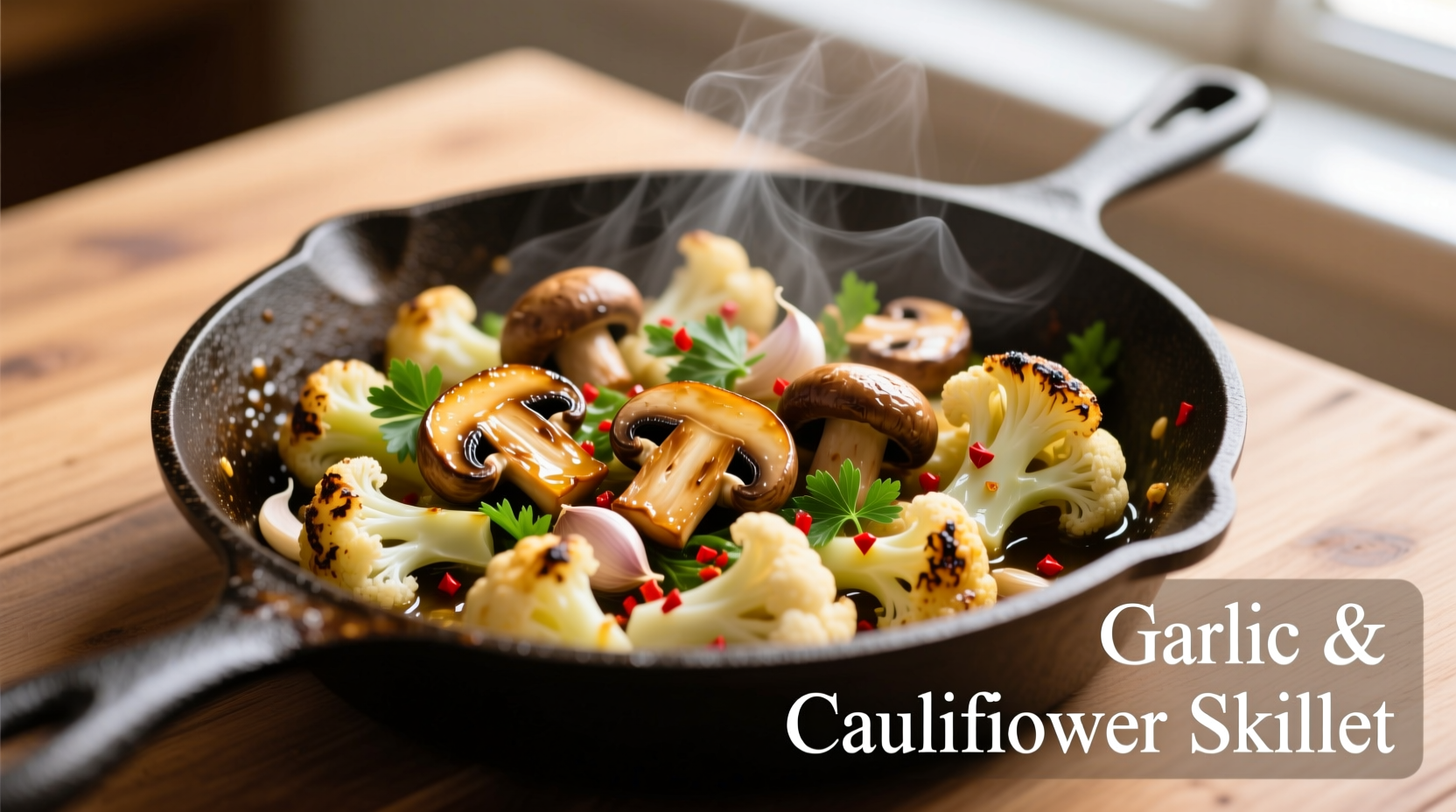 Perfect Garlic Mushrooms Cauliflower Skillet Recipe in 30 Min