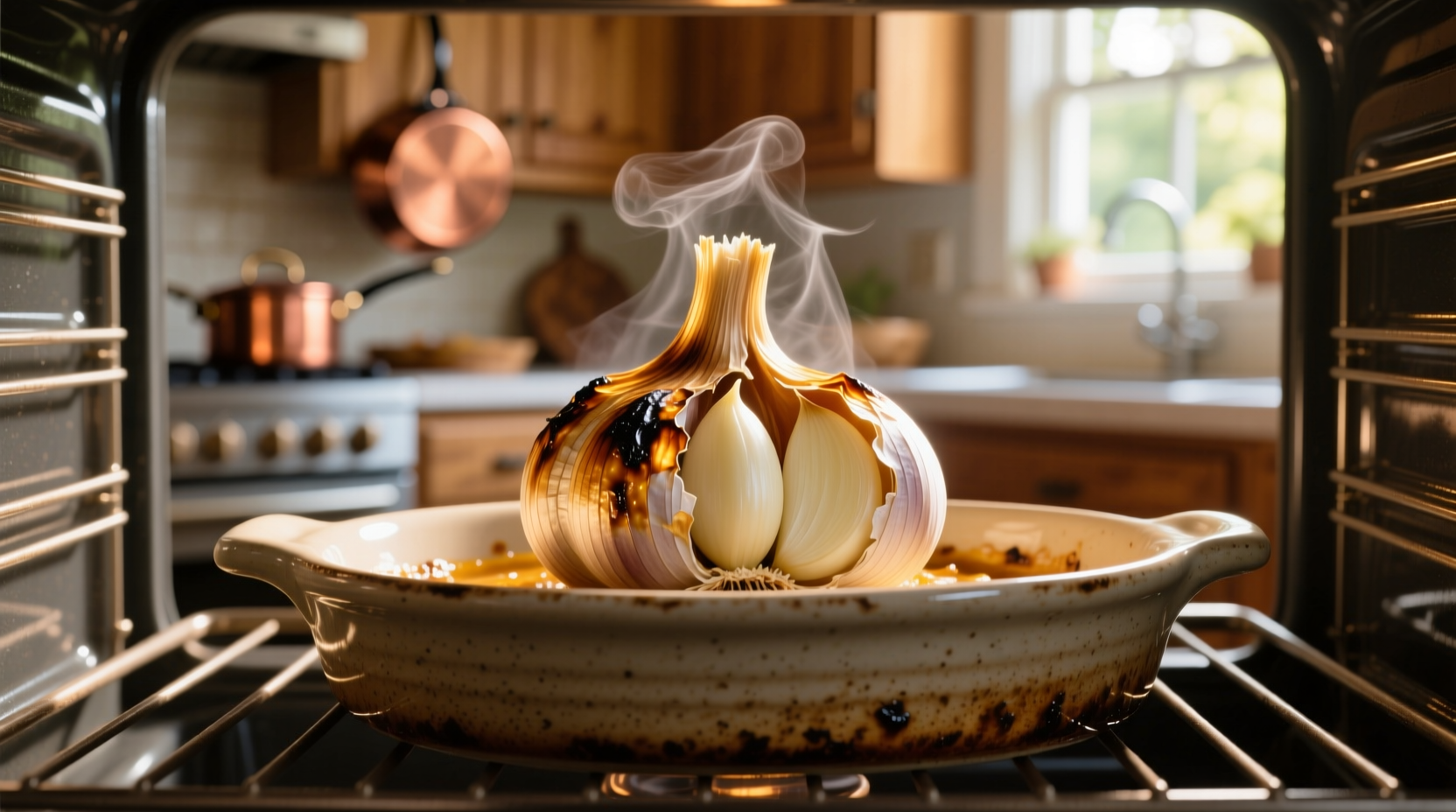 garlic in oven