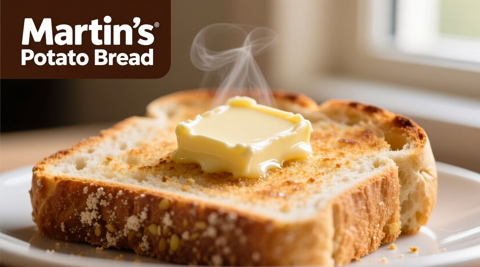 Slice of Martin's Potato Bread with butter