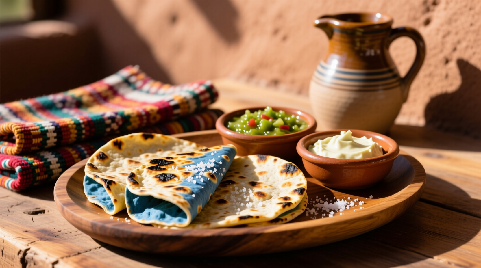 Traditional New Mexican blue corn tortillas at Red Onion Restaurant