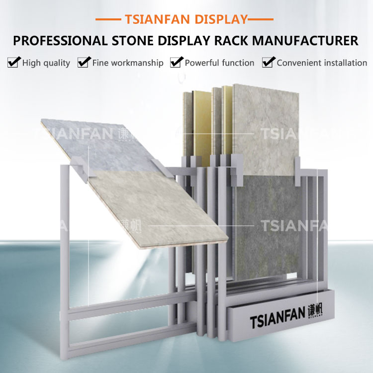 Modern Iron Sliding Granite Marble Frame Push-Pull Tile Displays Panel Pull Out Exhibit Show Ceramic Stone Display Rack Stand