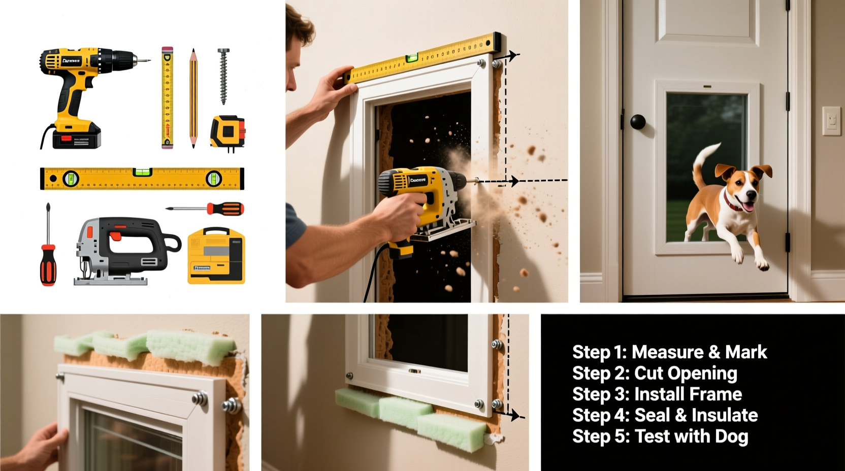 step by step guide to installing a dog door in your wall safely and securely