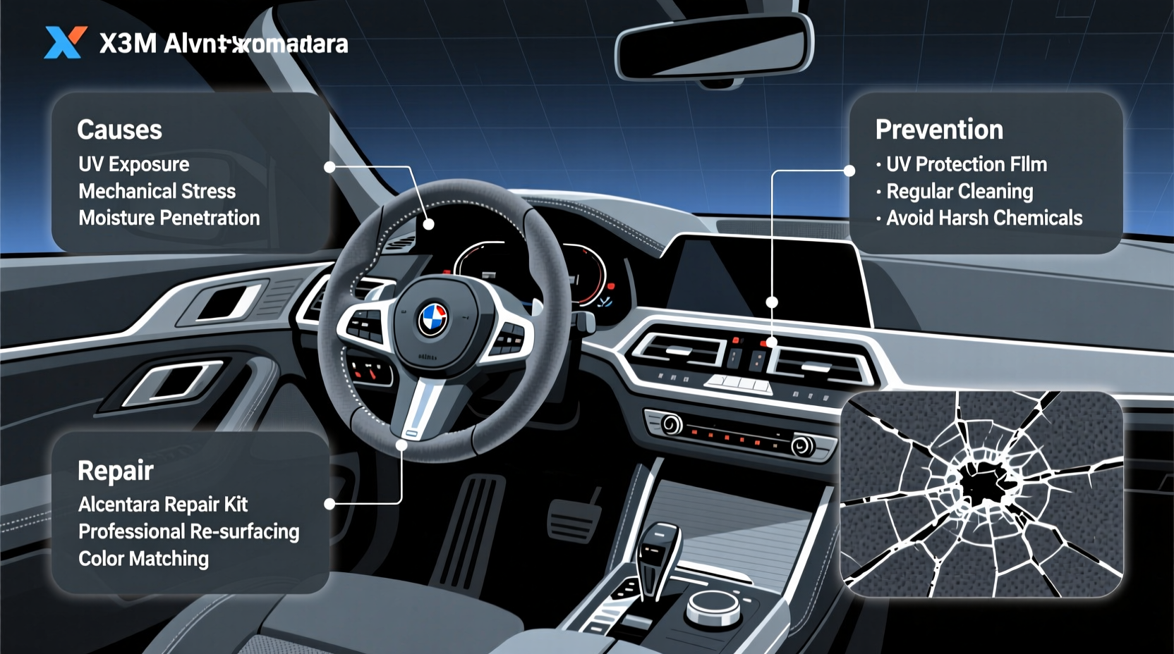 x3m alcantara cracking cause