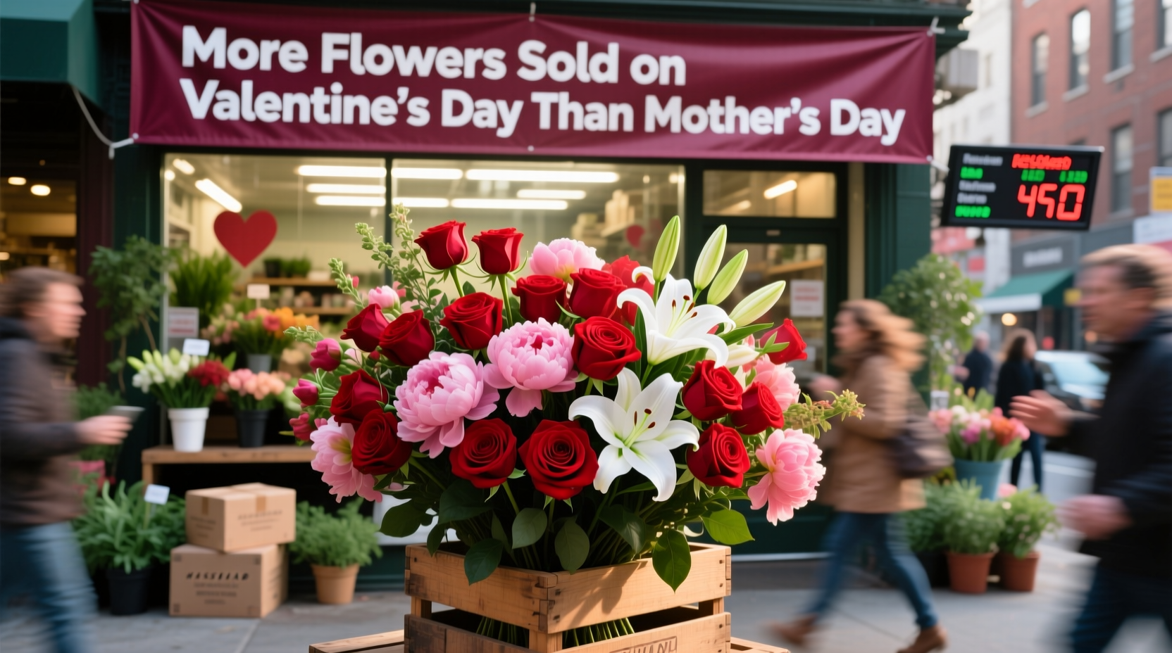 are more flowers sold on mothers day or valentines day