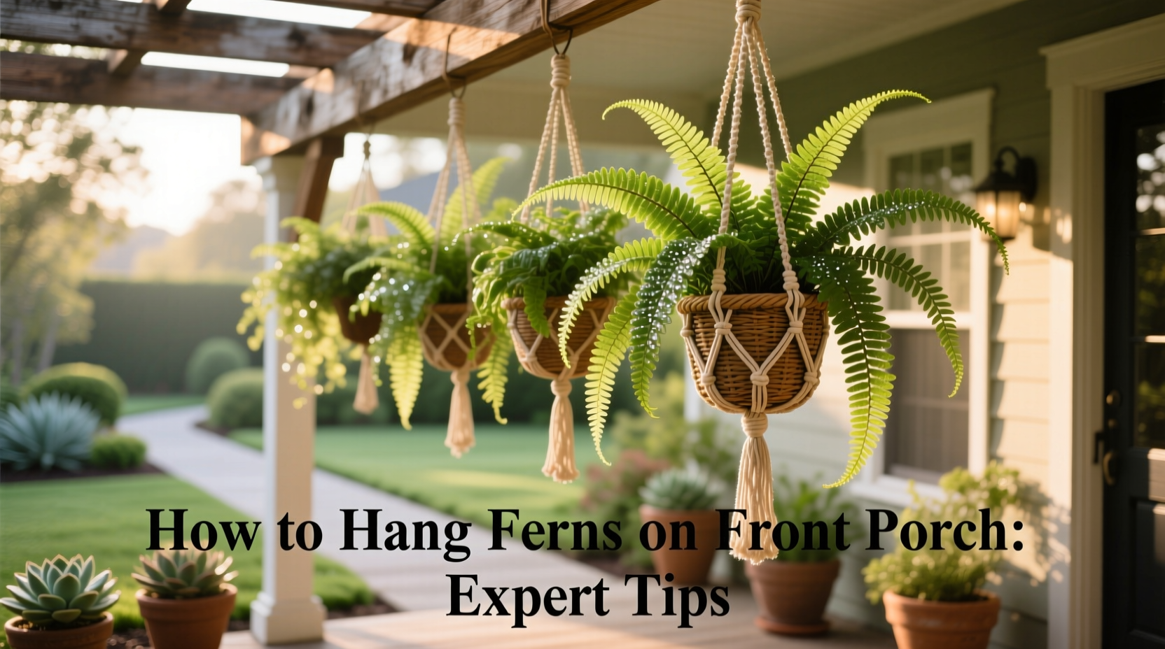 how to hang ferns on front porch