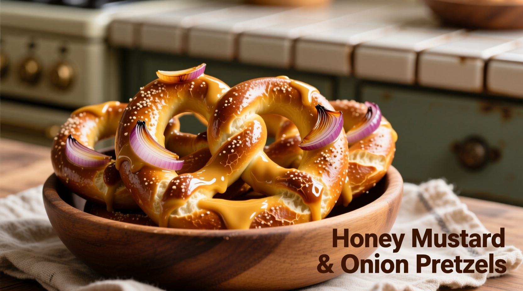 honey mustard and onion pretzels