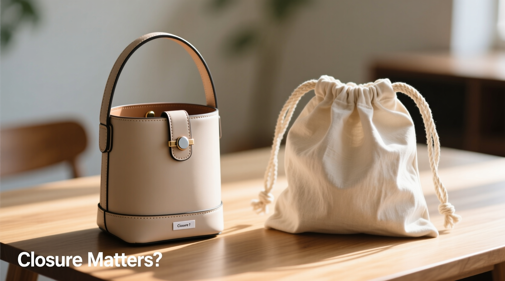 bucket bag vs drawstring bag does the closure really matter