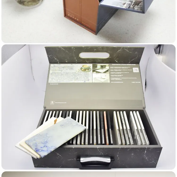 High Quality New Design Packaging Making Making Case Stands Quartz Book Stone Display Tile Sample Box