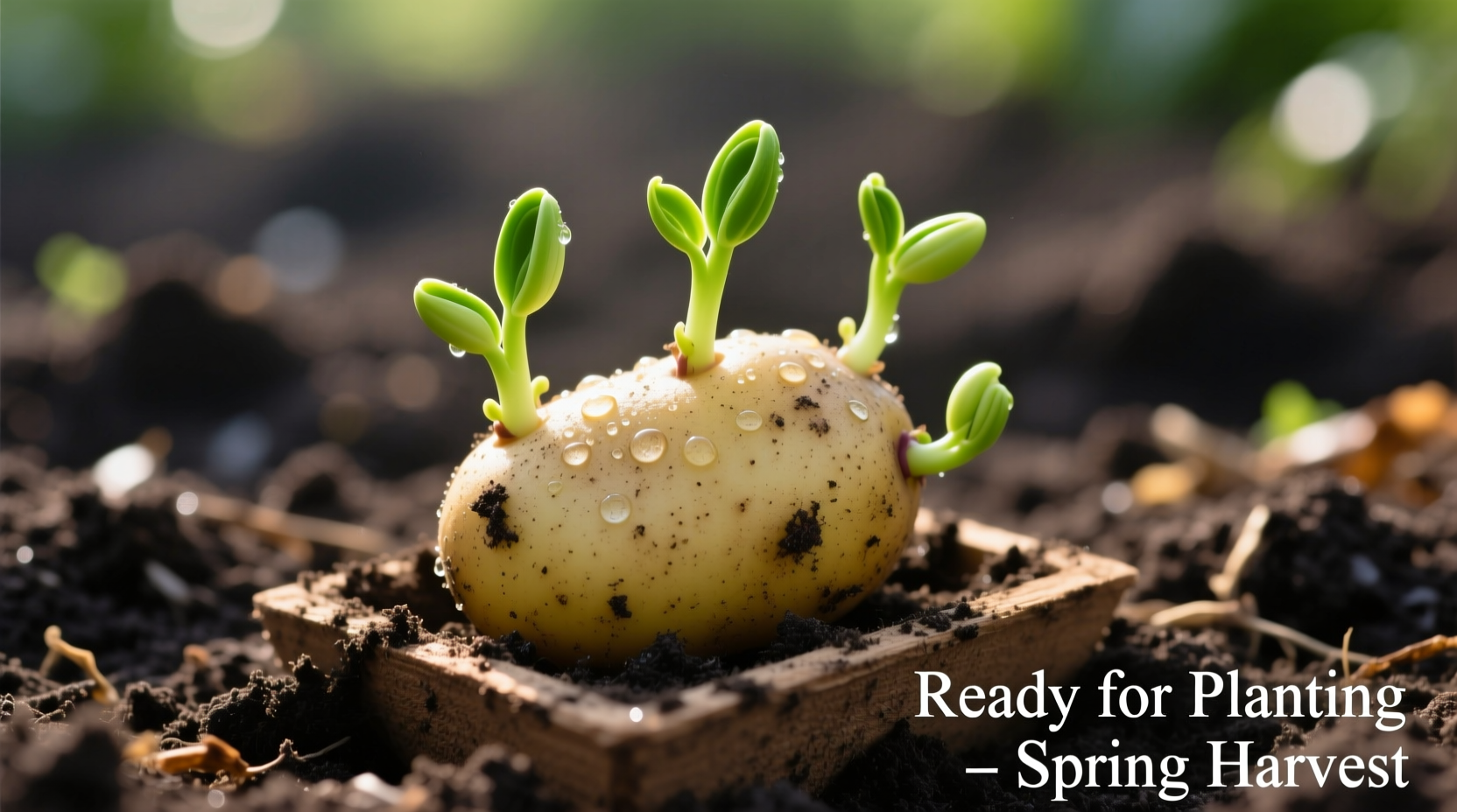 Healthy sprouted potato with green chits ready for planting