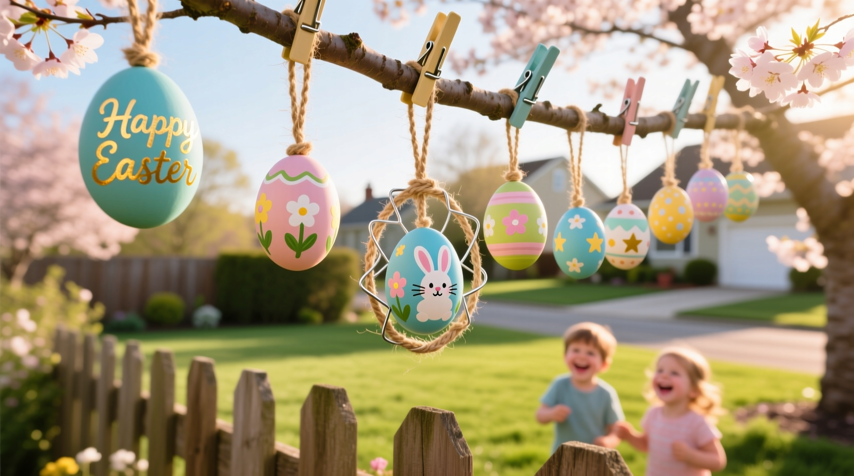how to hang easter eggs outside